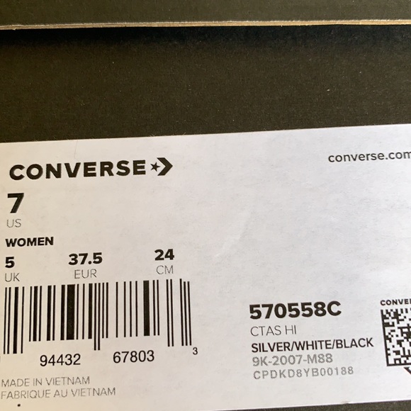 CONVERSE CTAS HI SILVER/WHITE/BLACK WMNS - Picture 16 of 16